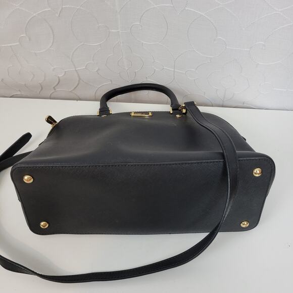 MICHAEL Michael Kors Women Bag Black Leather Cindy Dome Satchel Detachable Strap - Picture 13 of 14